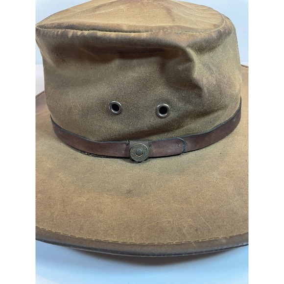 Small Outback Trading Company Kodiak Hat Oil Skin Leather Broken In Worn Brown - Picture 2 of 13